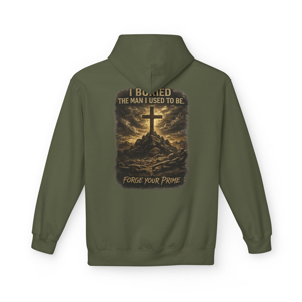 Christian Cross Hoodie — "I Became The Man I Used To Be" Faith Graphic Pullover