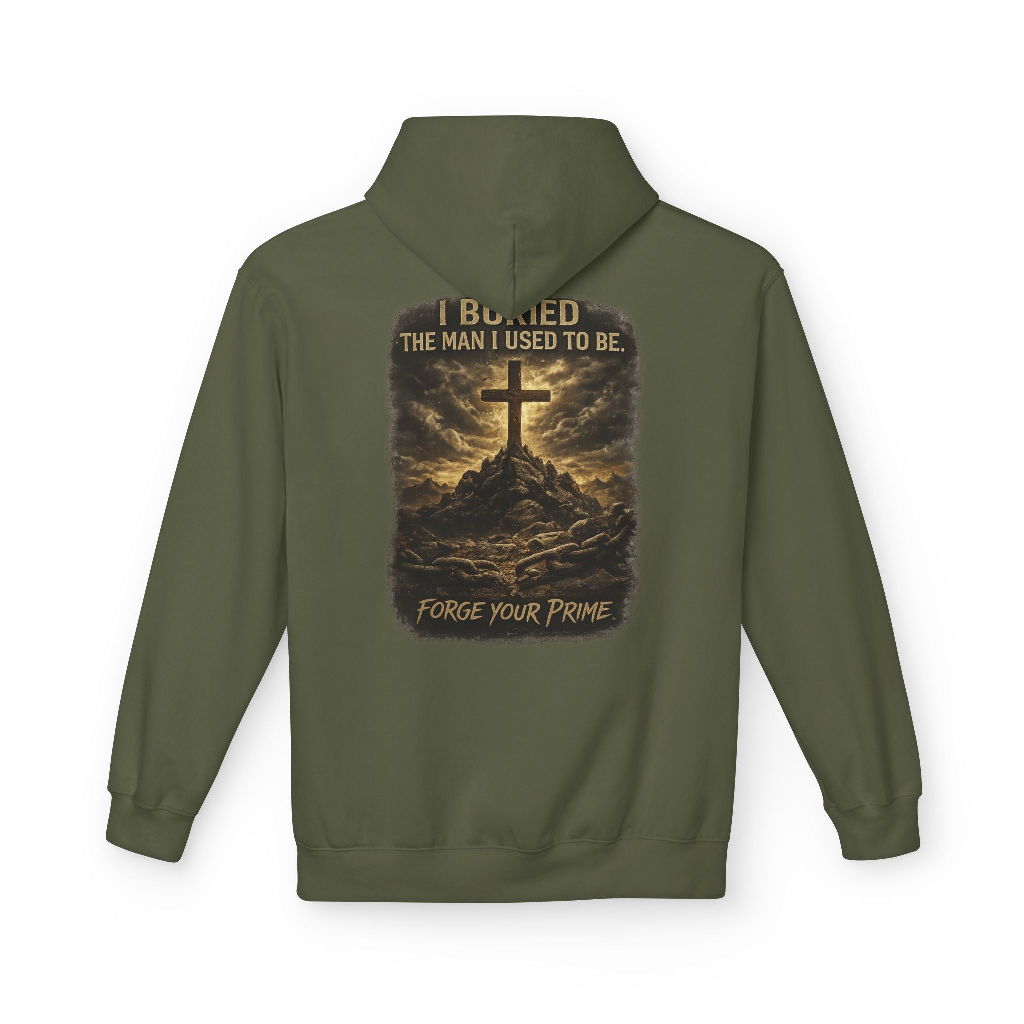Christian Cross Hoodie — "I Became The Man I Used To Be" Faith Graphic Pullover