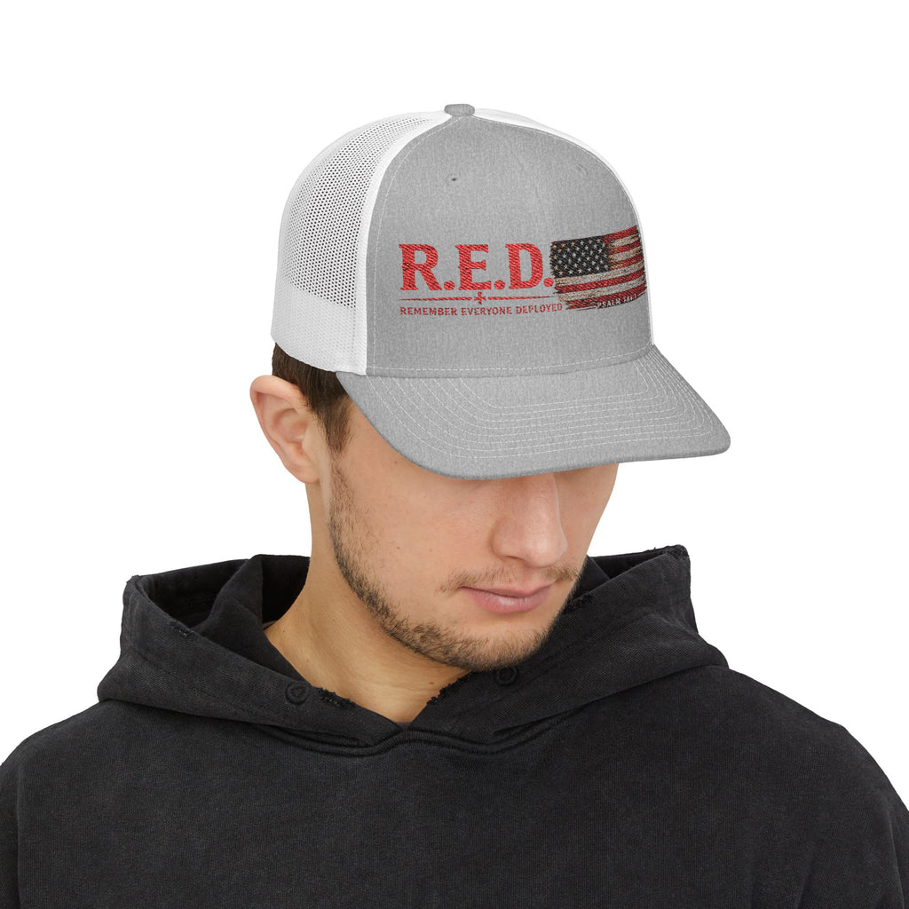 R.E.D. Distressed Flag Trucker Cap