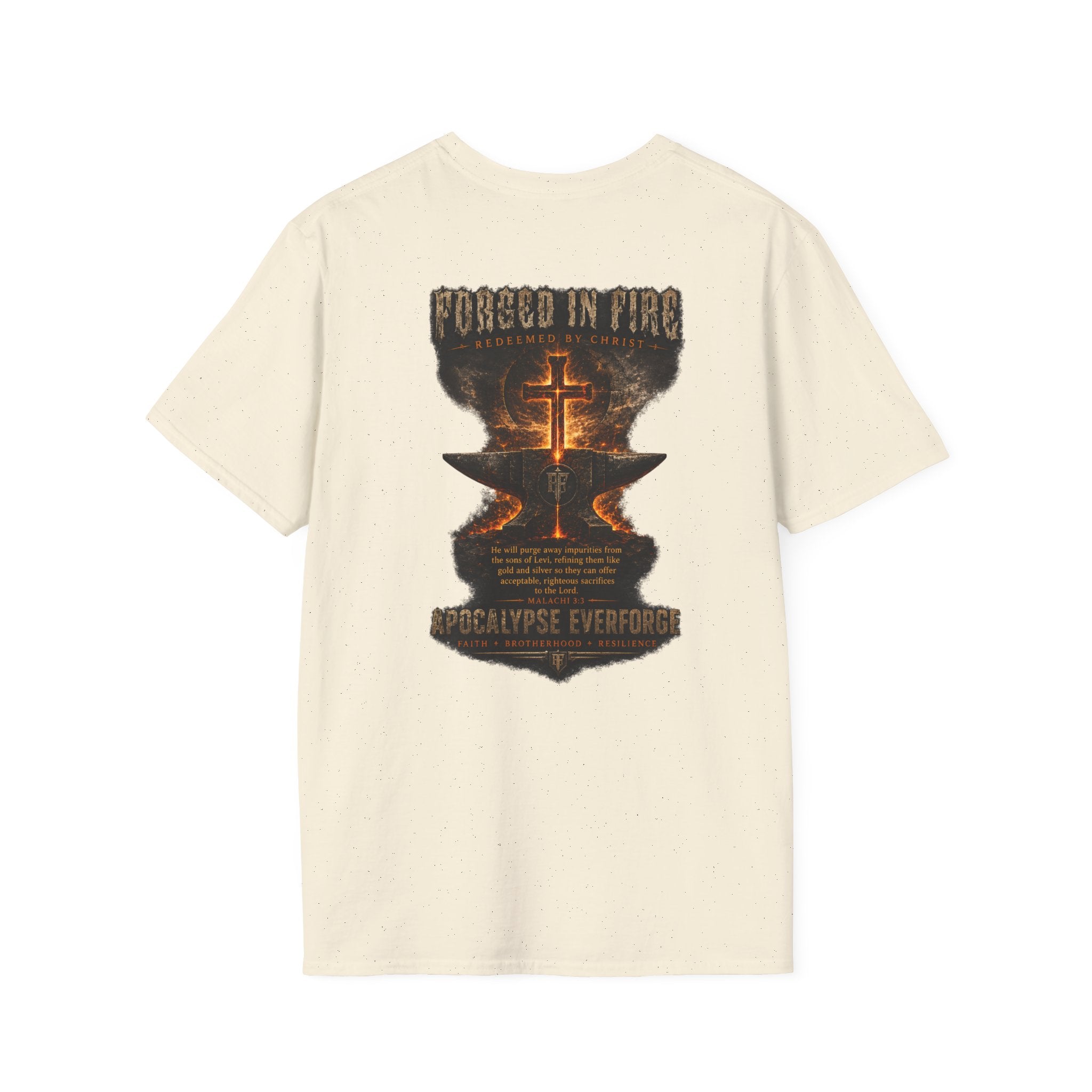 Forged in Fire Anvil Cross T-Shirt — "Forged in Fire" Christian Brotherhood Tee