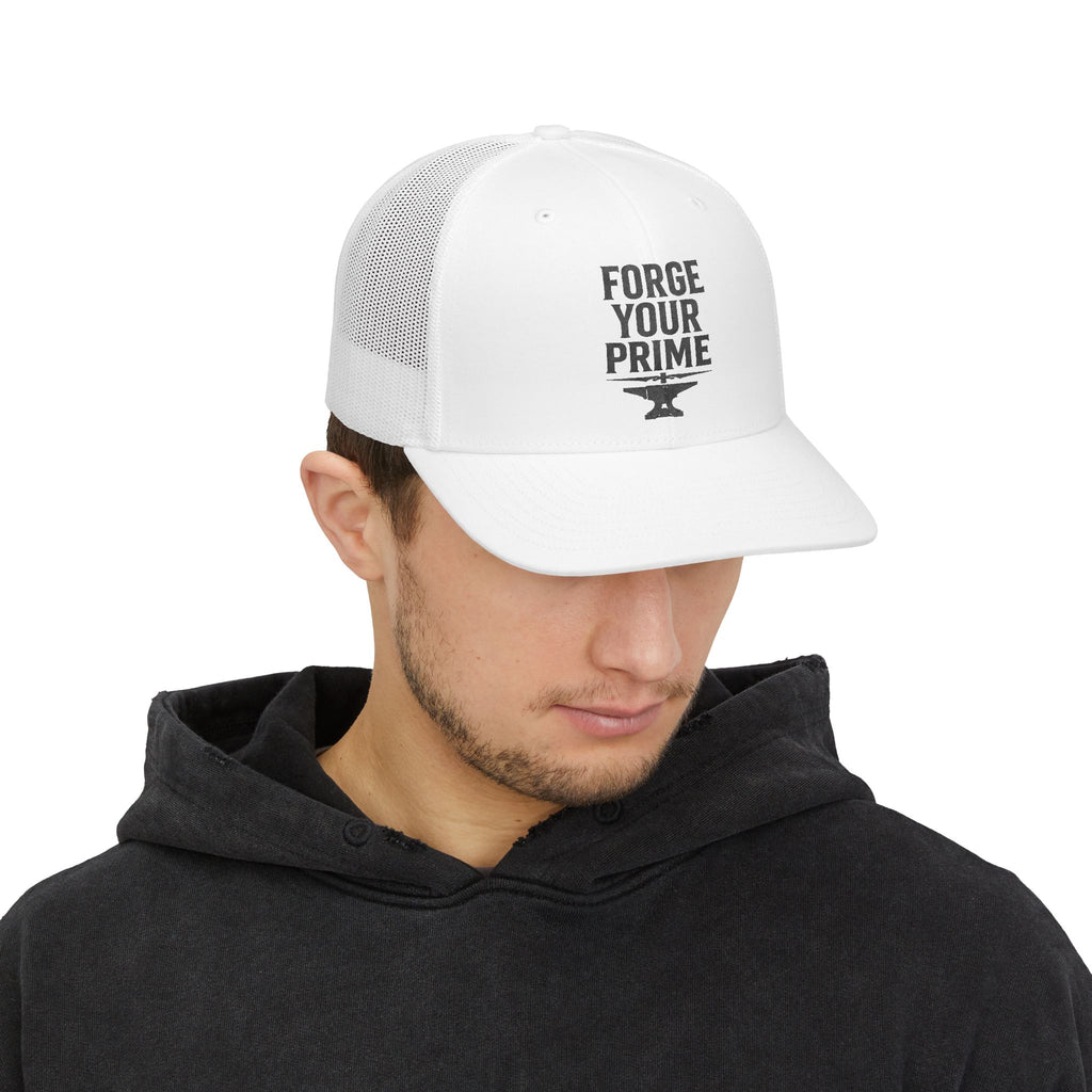 Forge Your Prime Snapback Trucker Cap — Motivational Anvil Design