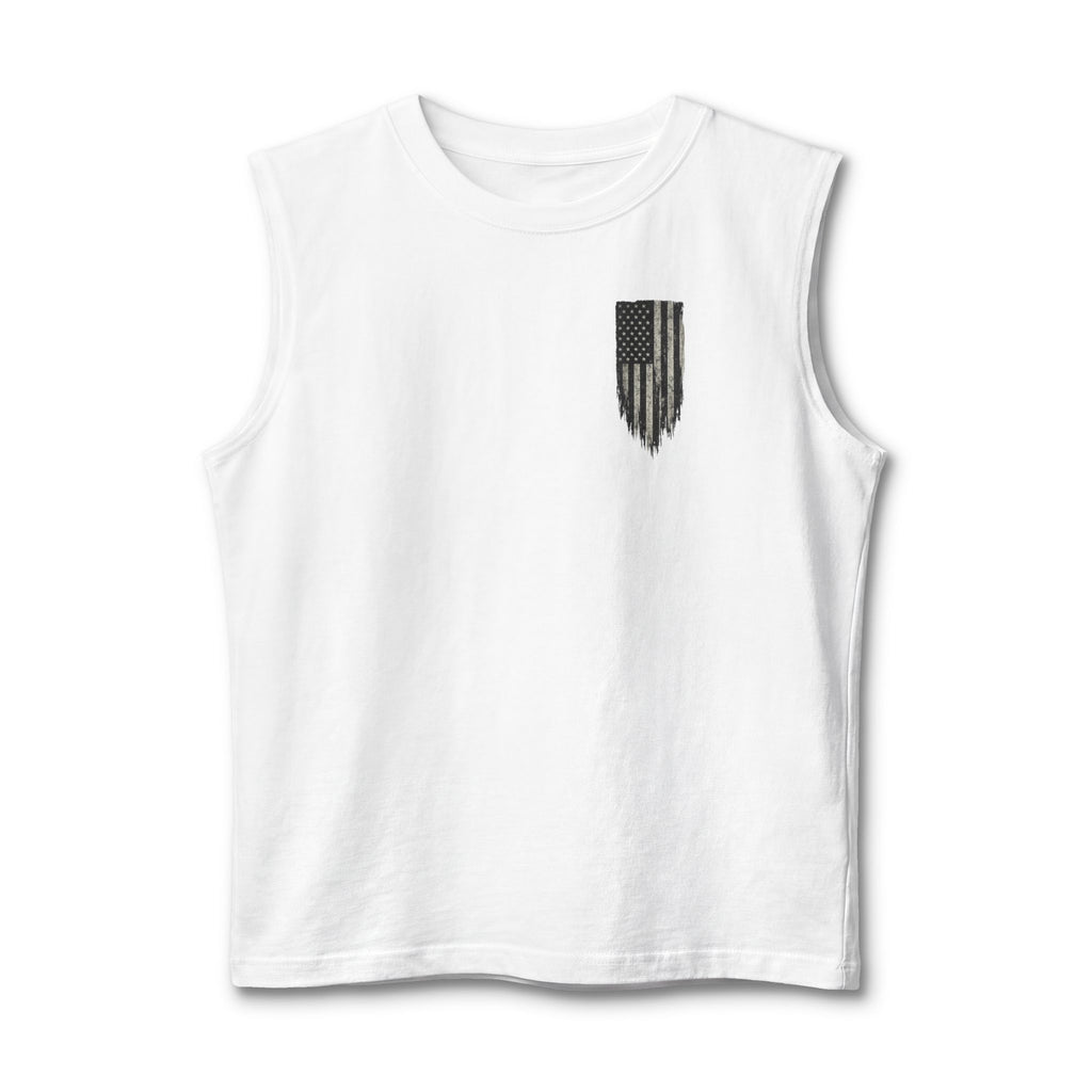 Veteran Forged Muscle Tank — Distressed Flag & 'Veteran Forged' Graphic