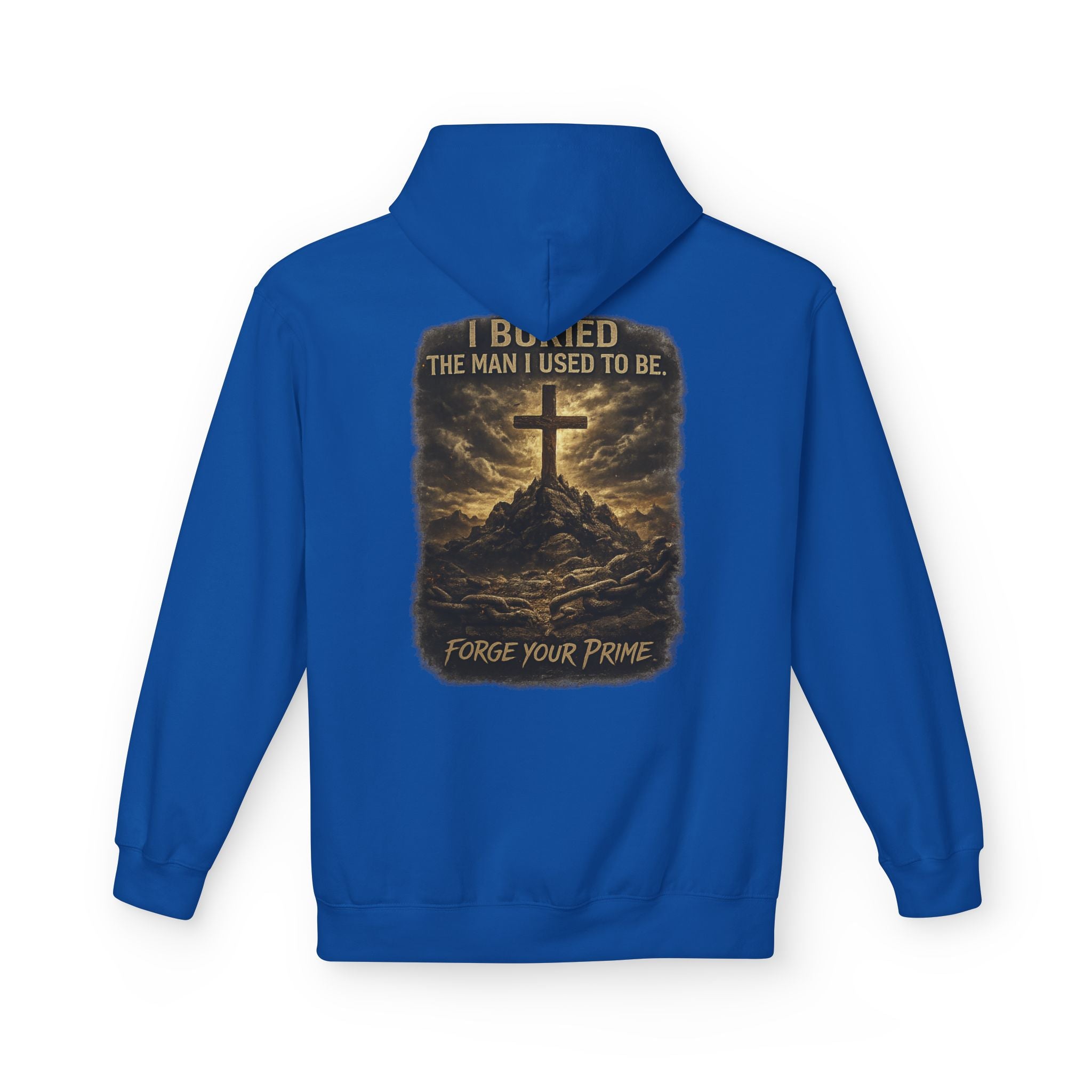 Christian Cross Hoodie — "I Became The Man I Used To Be" Faith Graphic Pullover