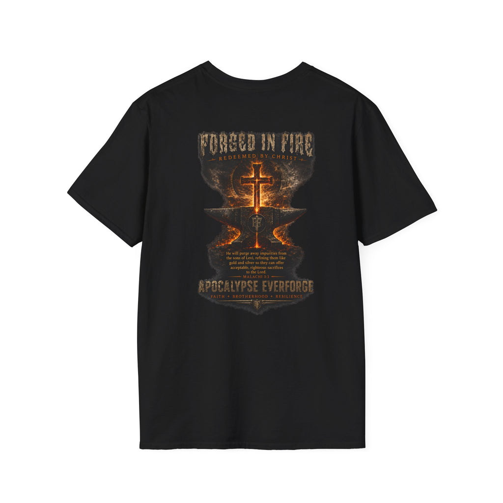 Forged in Fire Anvil Cross T-Shirt — "Forged in Fire" Christian Brotherhood Tee