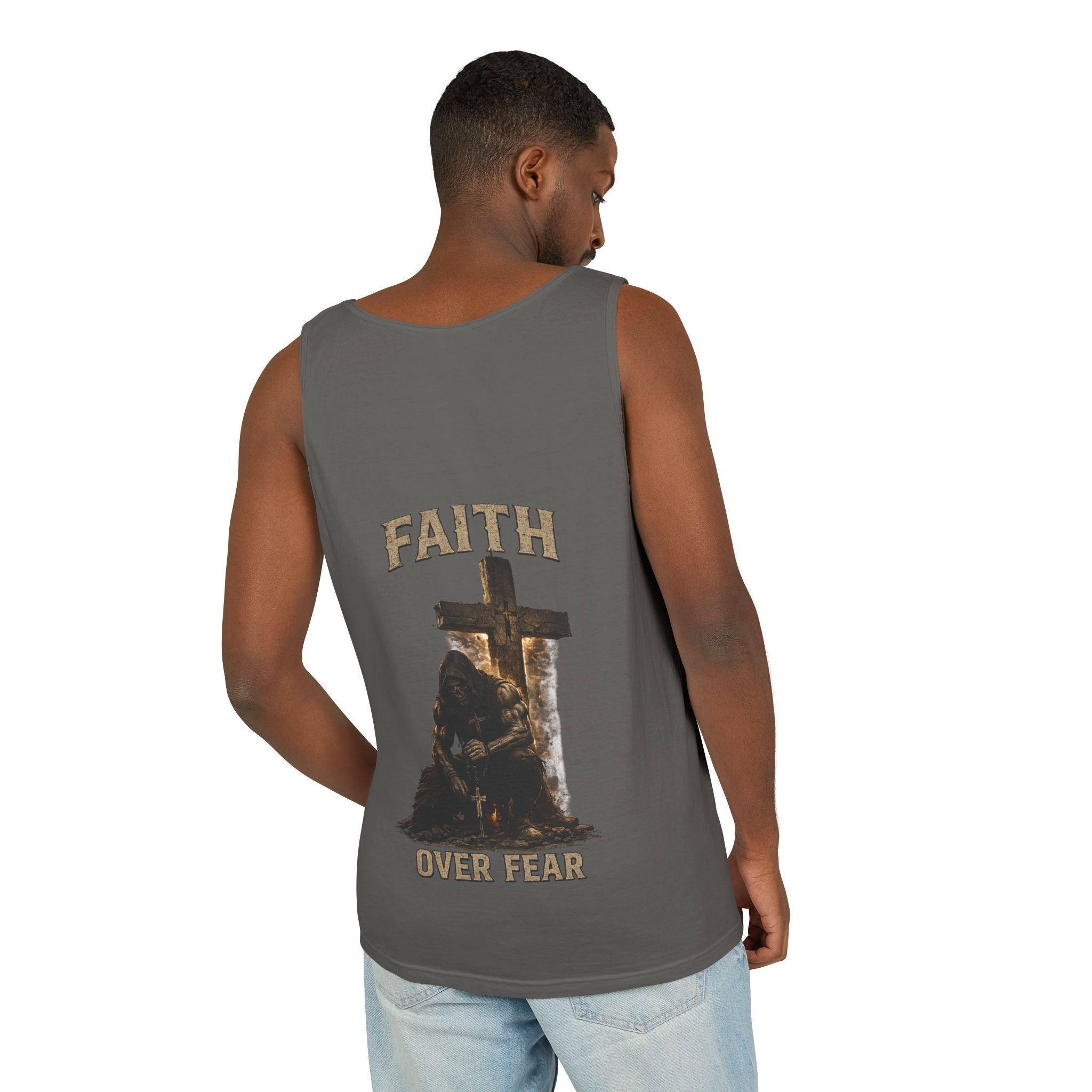 Faith Over Fear Tank Top — Christian Cross Prayer Graphic Tank