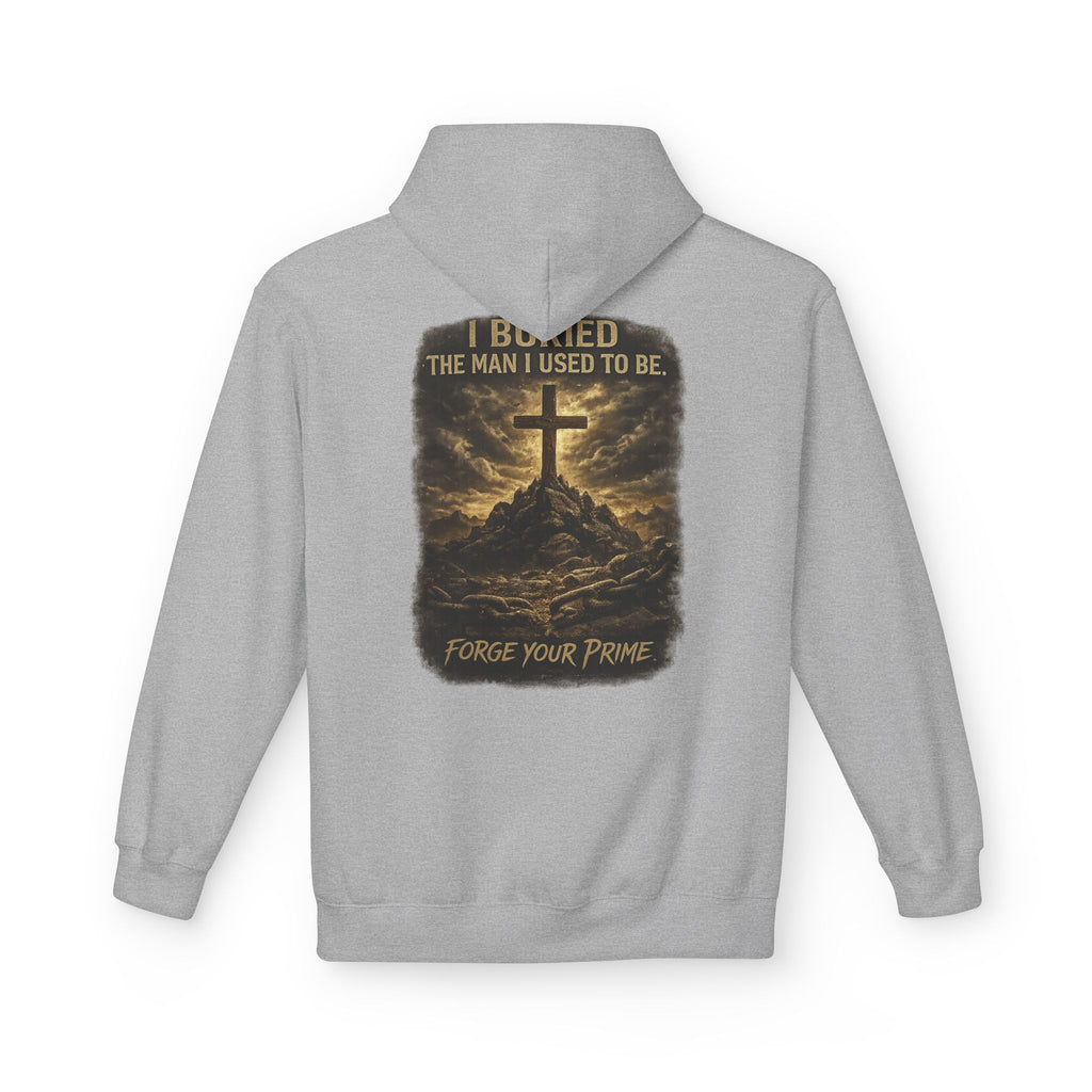 Christian Cross Hoodie — "I Became The Man I Used To Be" Faith Graphic Pullover