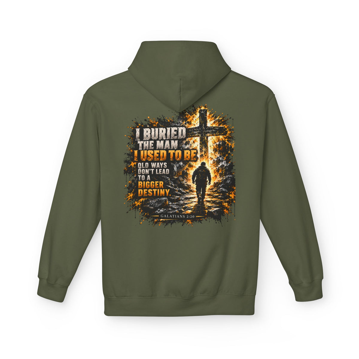 I Buried the Man I Used to Be Hoodie | Galatians 2:20 Christian Cross Pullover | EverForge