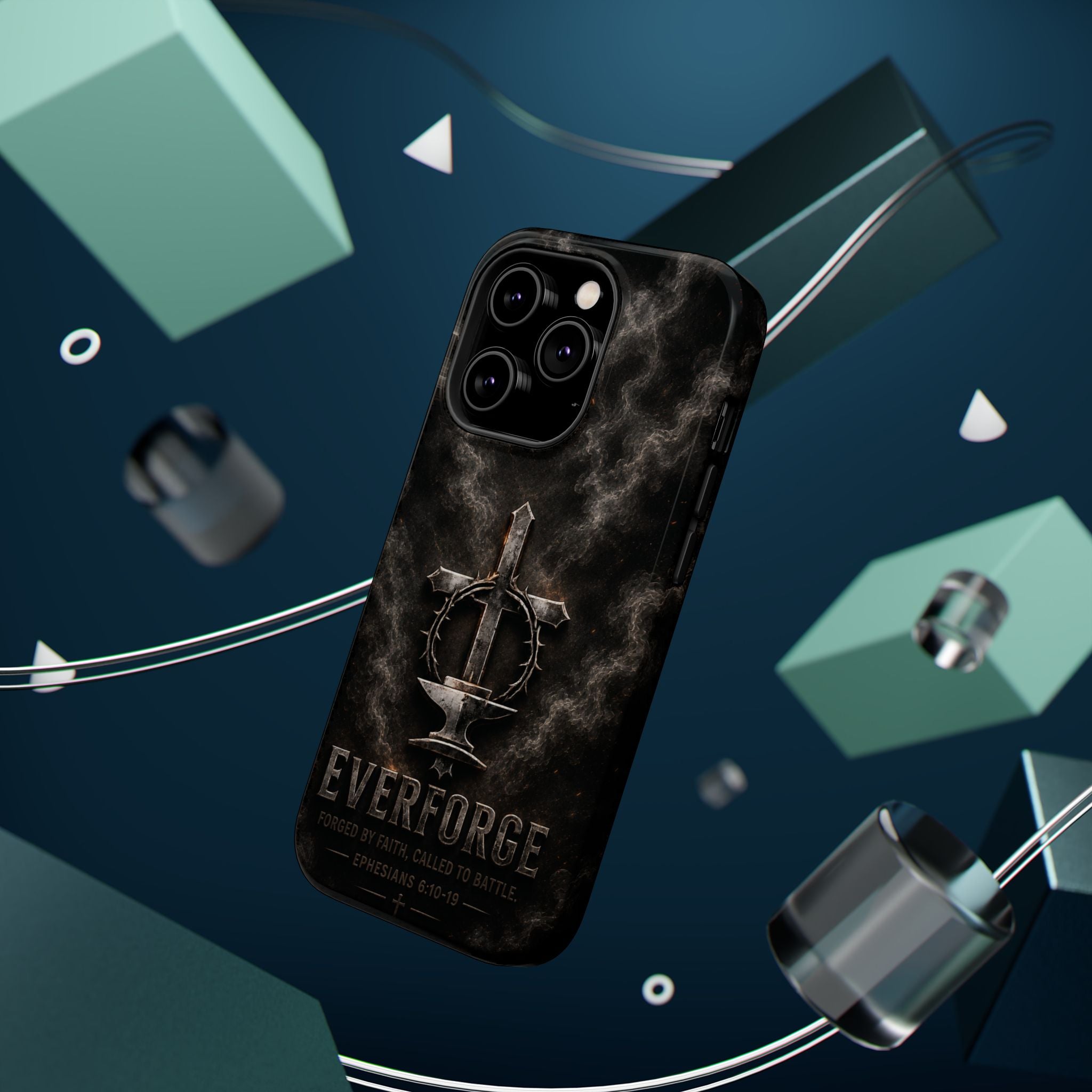 Everforge Faith-Based Magnetic Impact-Resistant Phone Case — "Forged by Faith, Called to Battle" (Ephesians 6:10-19)