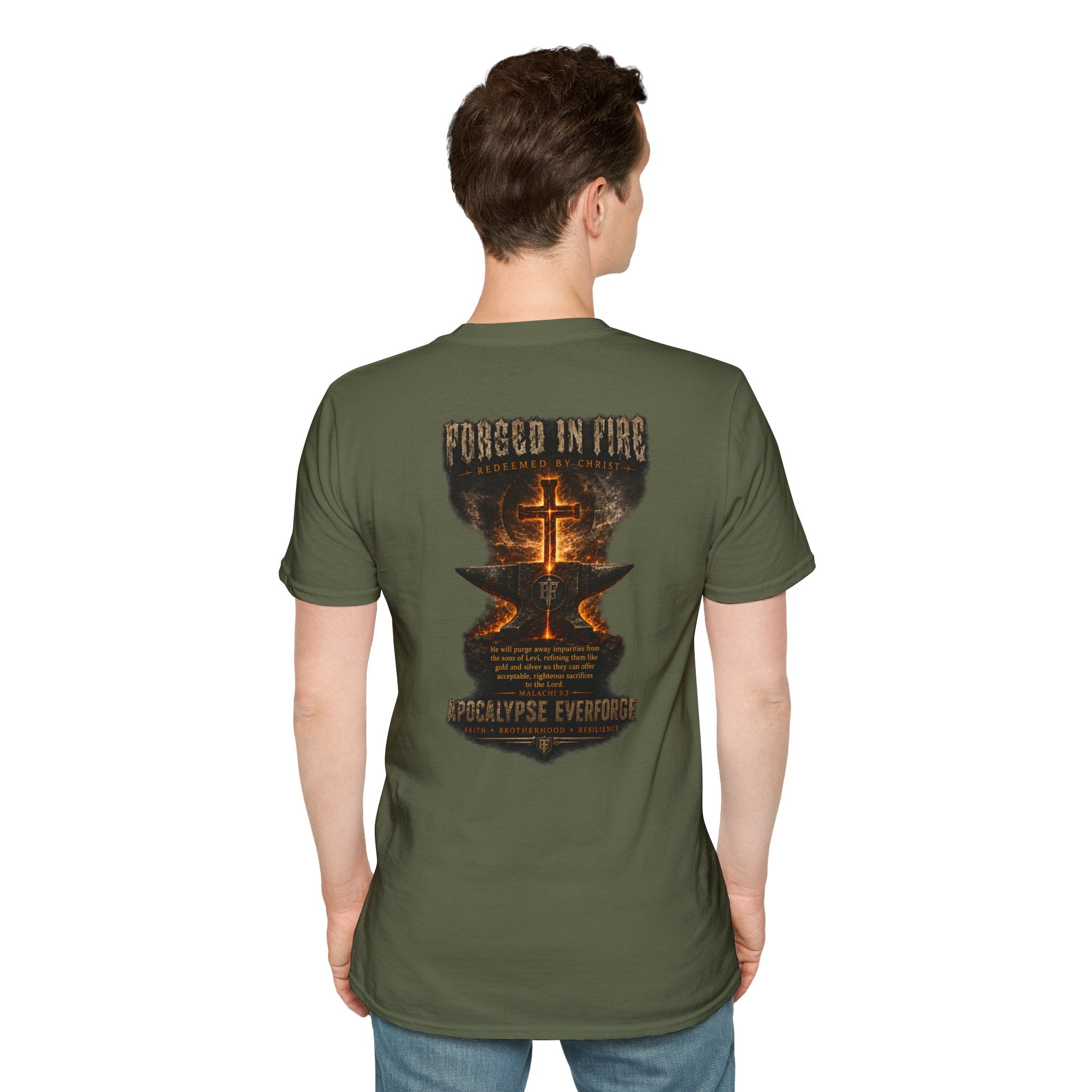 Forged in Fire Anvil Cross T-Shirt — "Forged in Fire" Christian Brotherhood Tee
