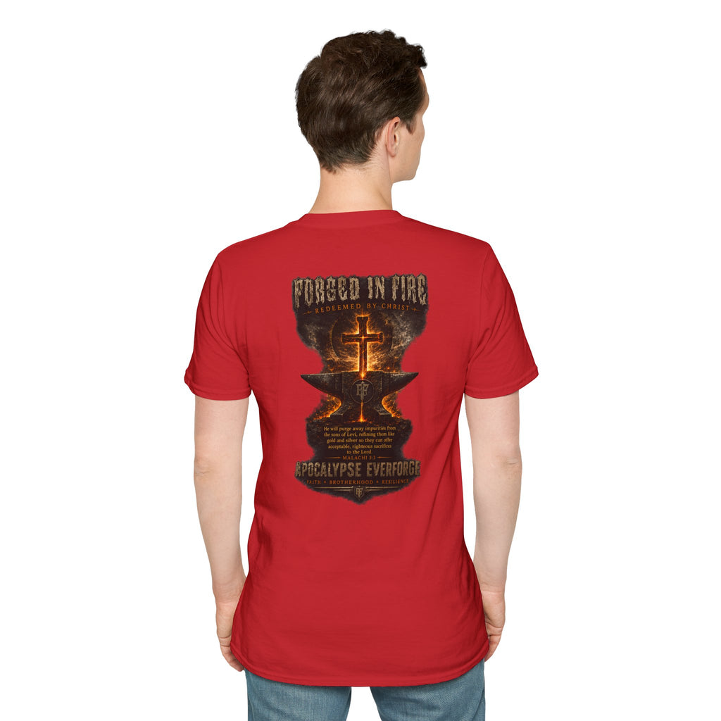 Forged in Fire Anvil Cross T-Shirt — "Forged in Fire" Christian Brotherhood Tee