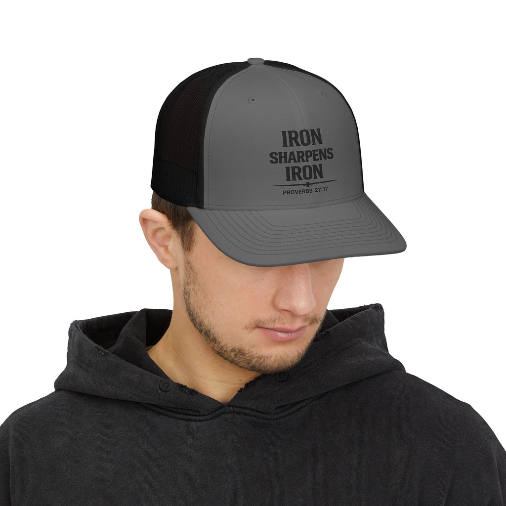 Iron Sharpens Iron Trucker Cap – Proverbs 27:17 Faith Snapback Hat
