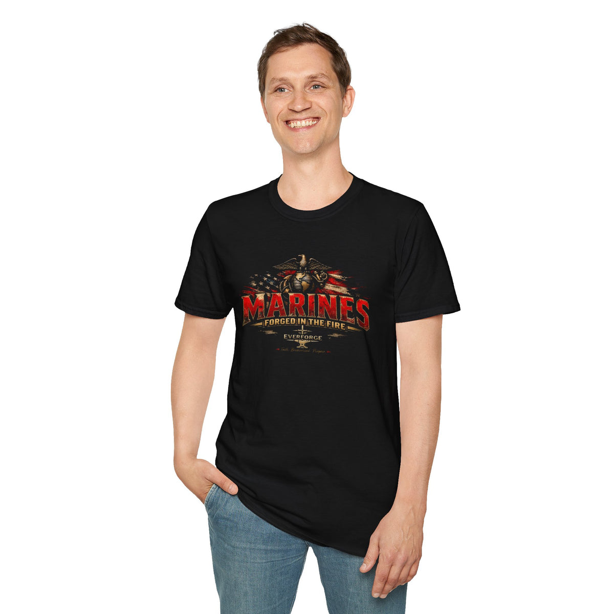 Marines T-Shirt - "Forged in the Fire" / "The Few The Faithful" Military Tribute Tee