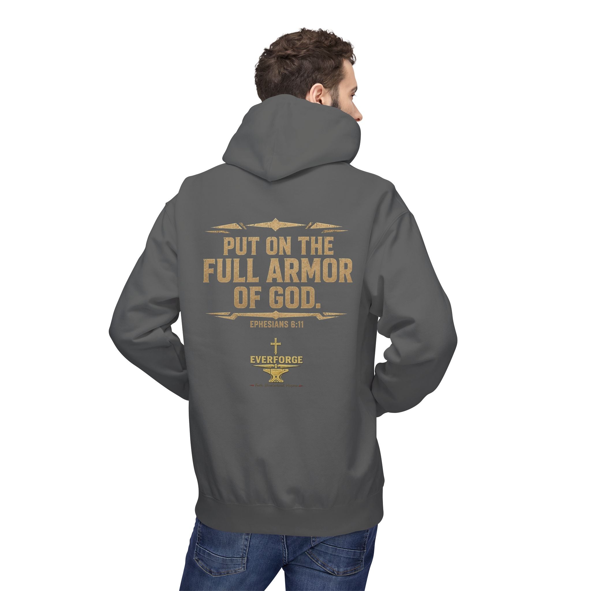 Warrior for Christ Hoodie — "Put On the Full Armor of God" Christian Faith Pullover