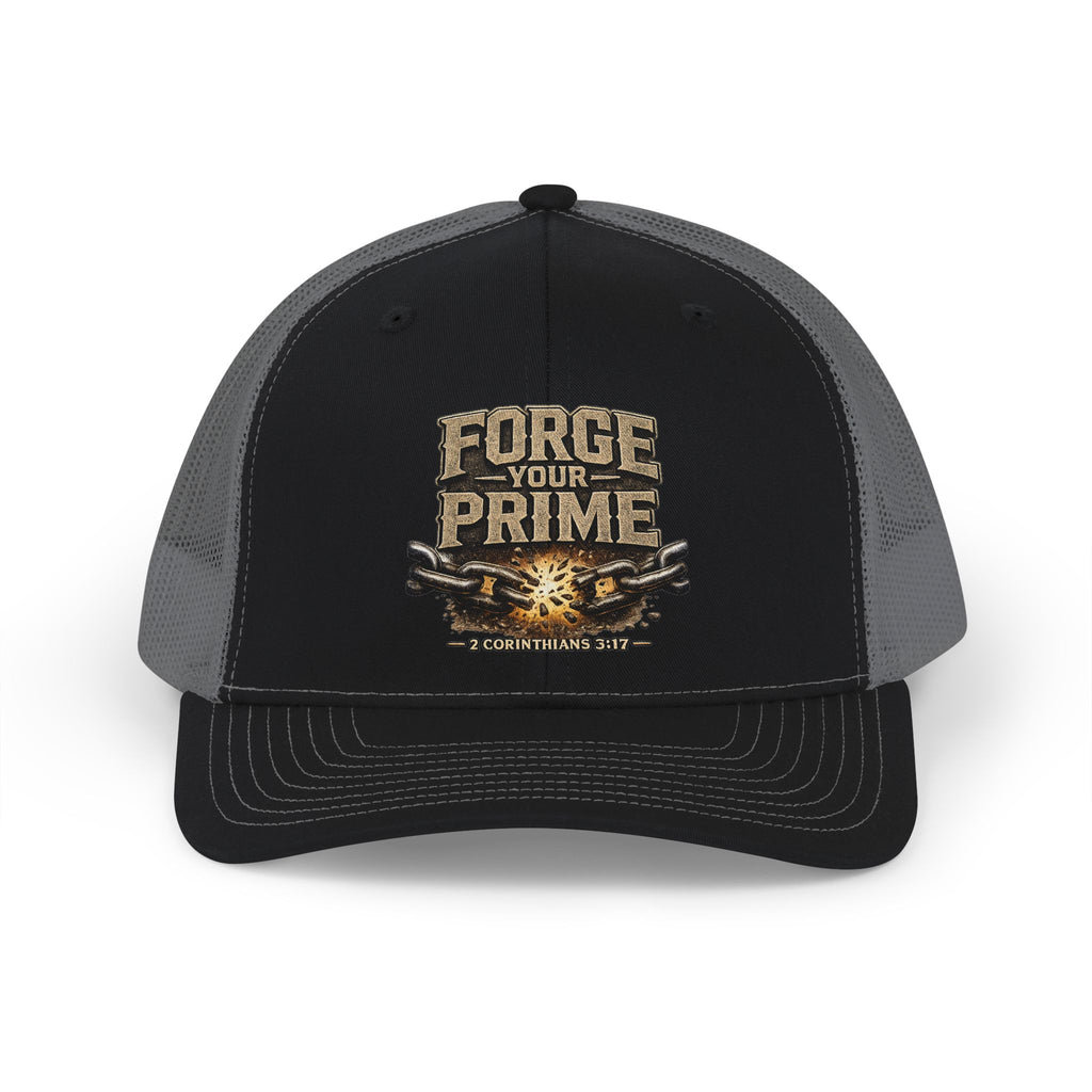 Forge Your Prime Snapback Trucker Cap — Motivational Anvil Design