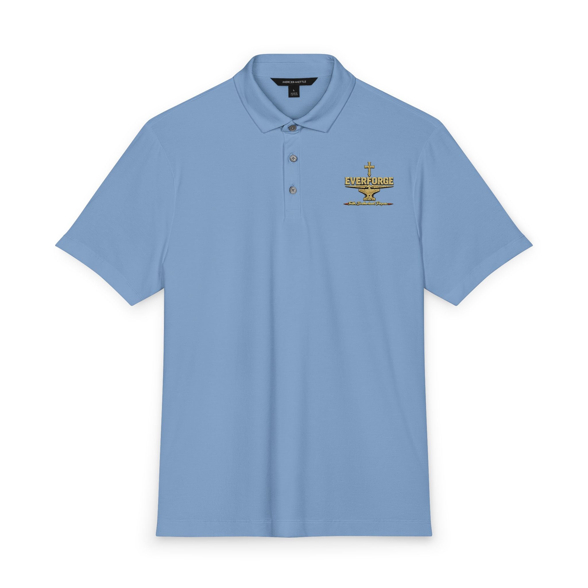 Men's Stretch Polo with EverForge Logo "Faith. Brotherhood. Purpose"