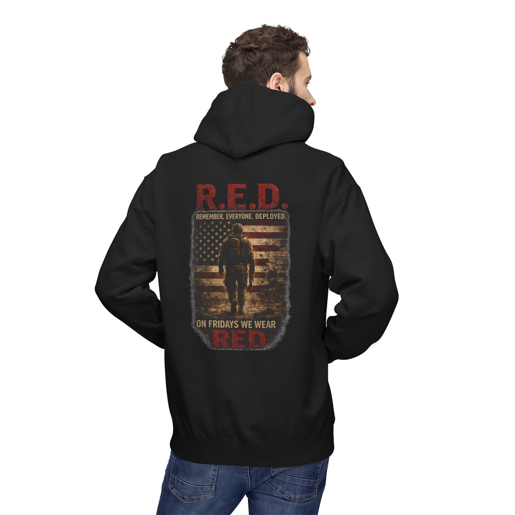 Hoodie — R.E.D. (Remember Everyone Deployed) Patriotic 'On Fridays We Wear Red' Military Support Hoodie