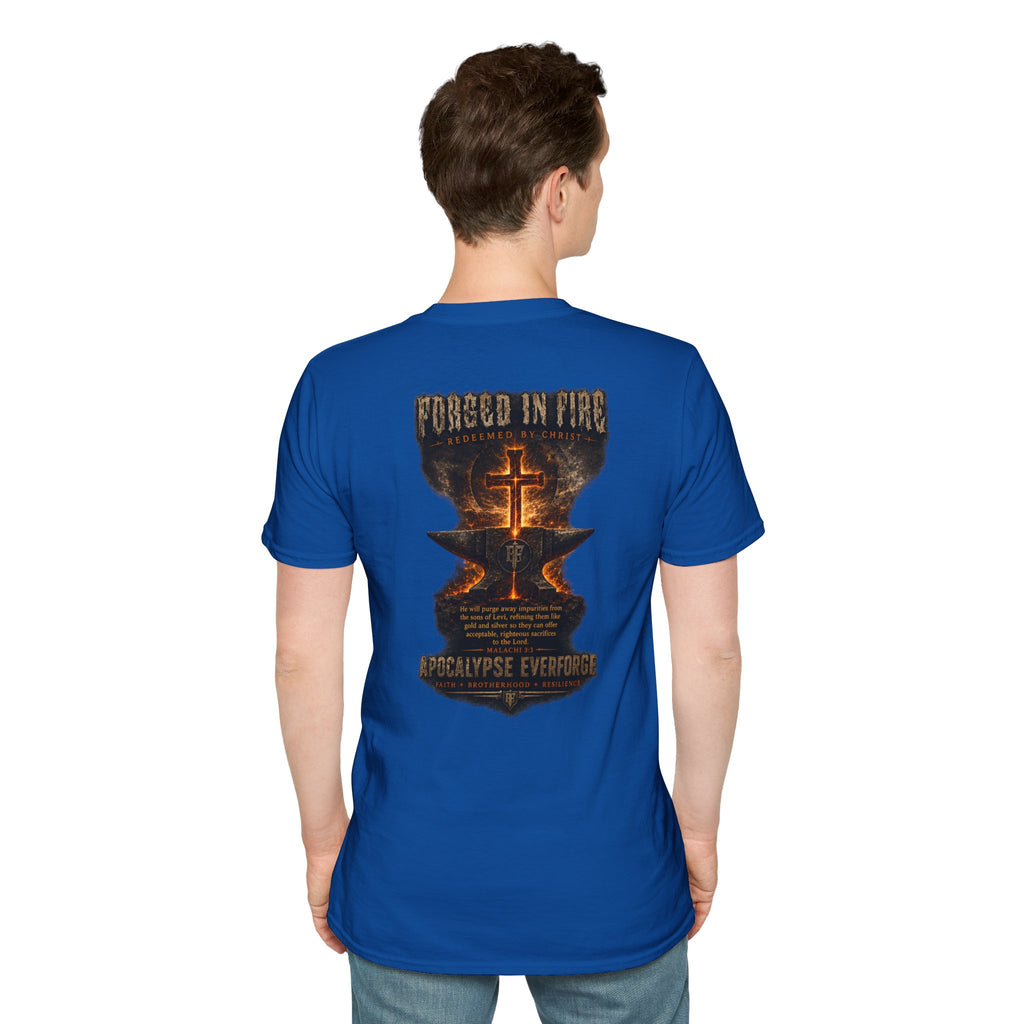 Forged in Fire Anvil Cross T-Shirt — "Forged in Fire" Christian Brotherhood Tee