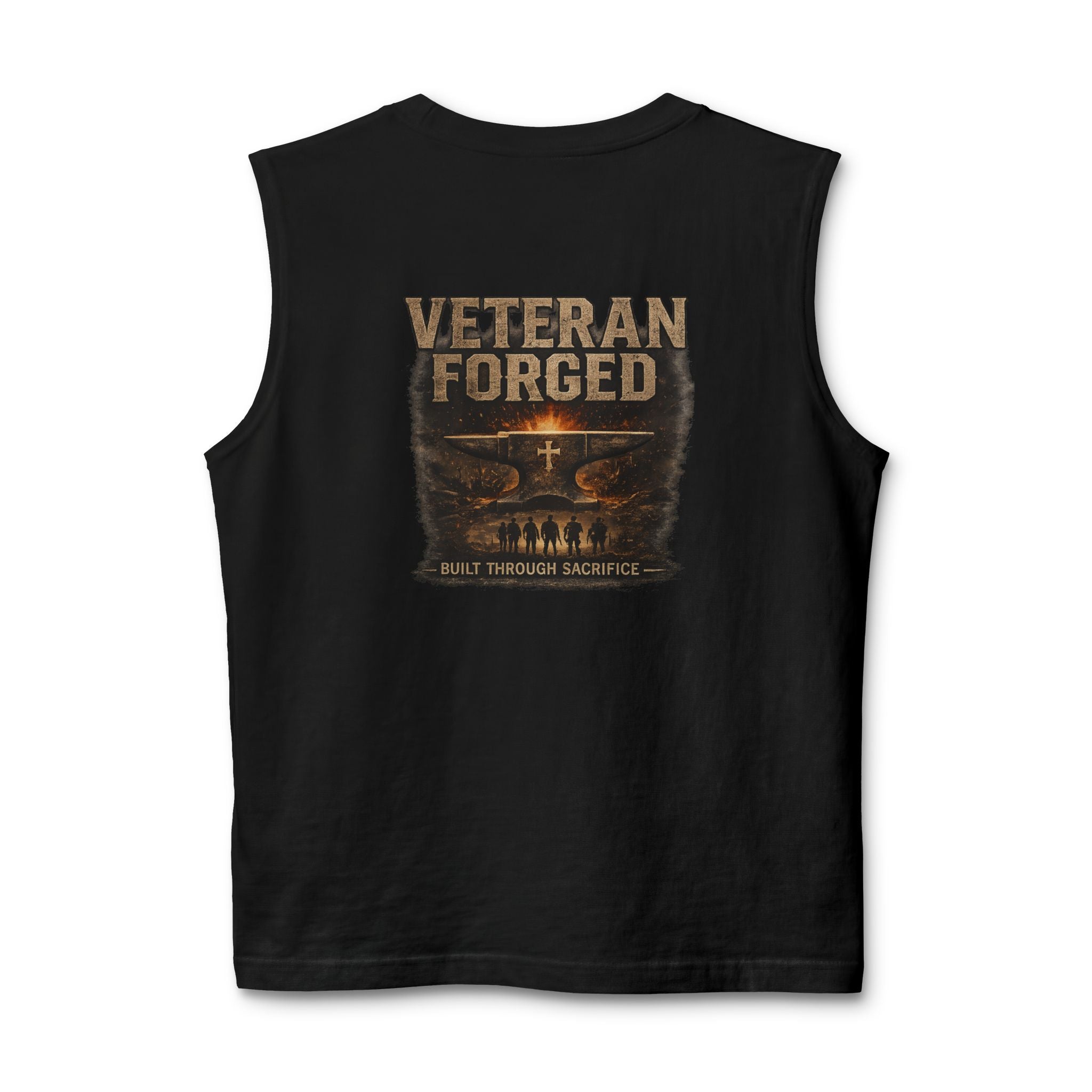 Veteran Forged Muscle Tank — Distressed Flag & 'Veteran Forged' Graphic