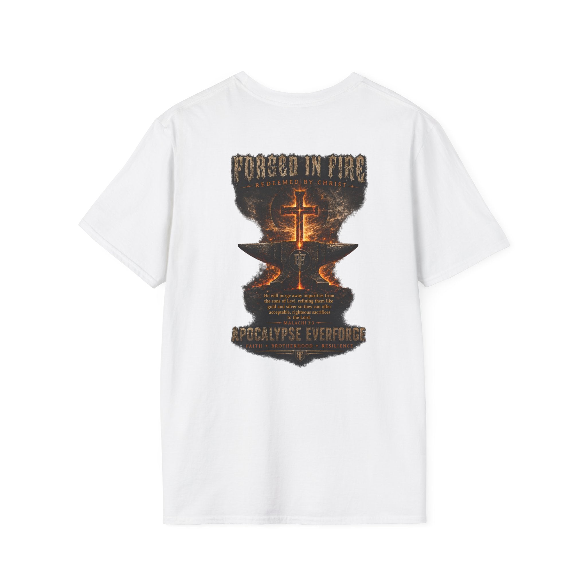 Forged in Fire Anvil Cross T-Shirt — "Forged in Fire" Christian Brotherhood Tee