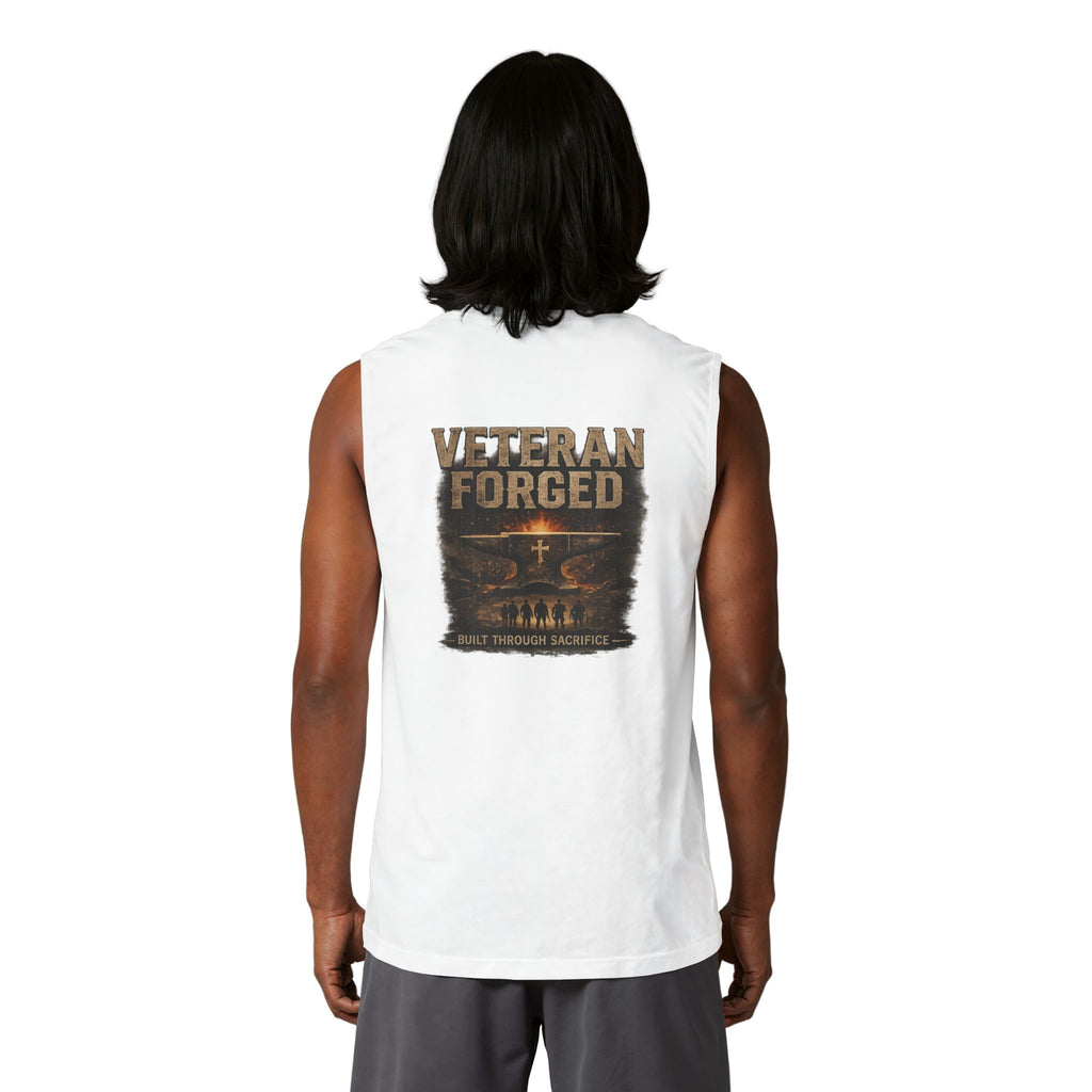 Veteran Forged Muscle Tank — Distressed Flag & 'Veteran Forged' Graphic