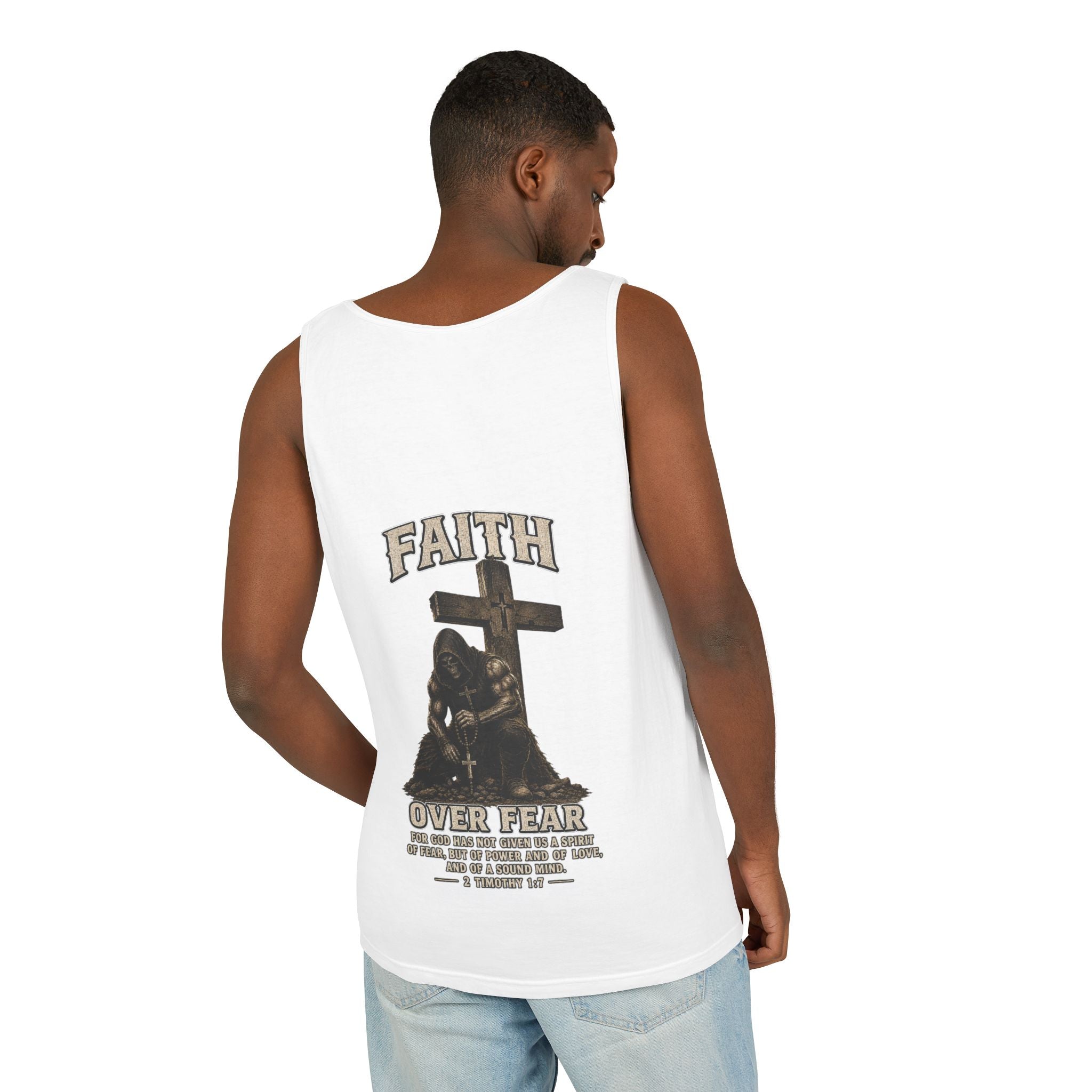 Faith Over Fear Tank Top — Christian Cross Prayer Graphic Tank