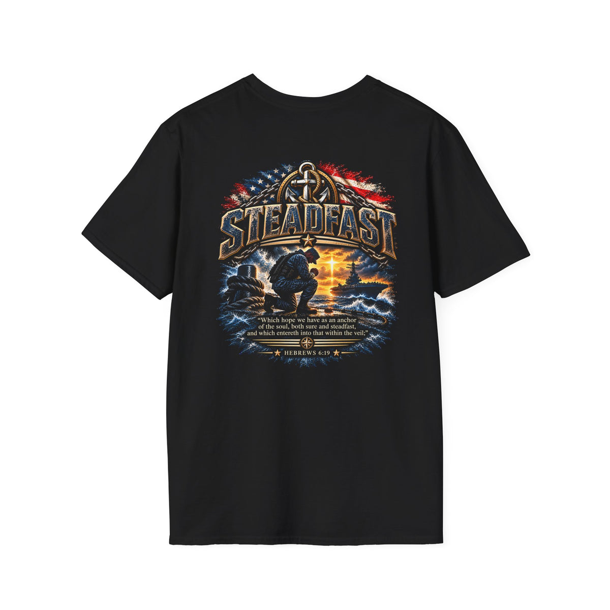 Navy Anchored in Christ Christian T-Shirt