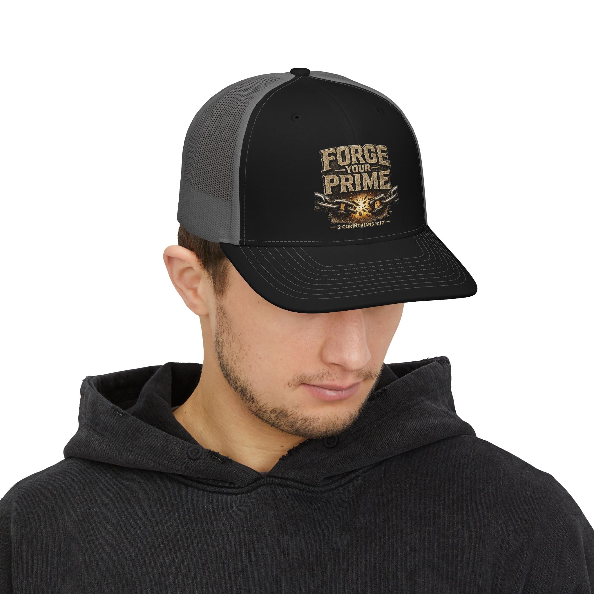 Forge Your Prime Snapback Trucker Cap — Motivational Anvil Design