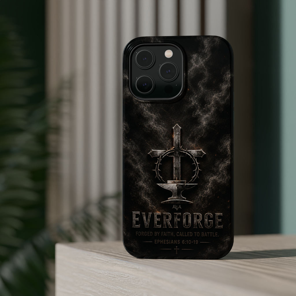 Everforge Faith-Based Magnetic Impact-Resistant Phone Case — "Forged by Faith, Called to Battle" (Ephesians 6:10-19)