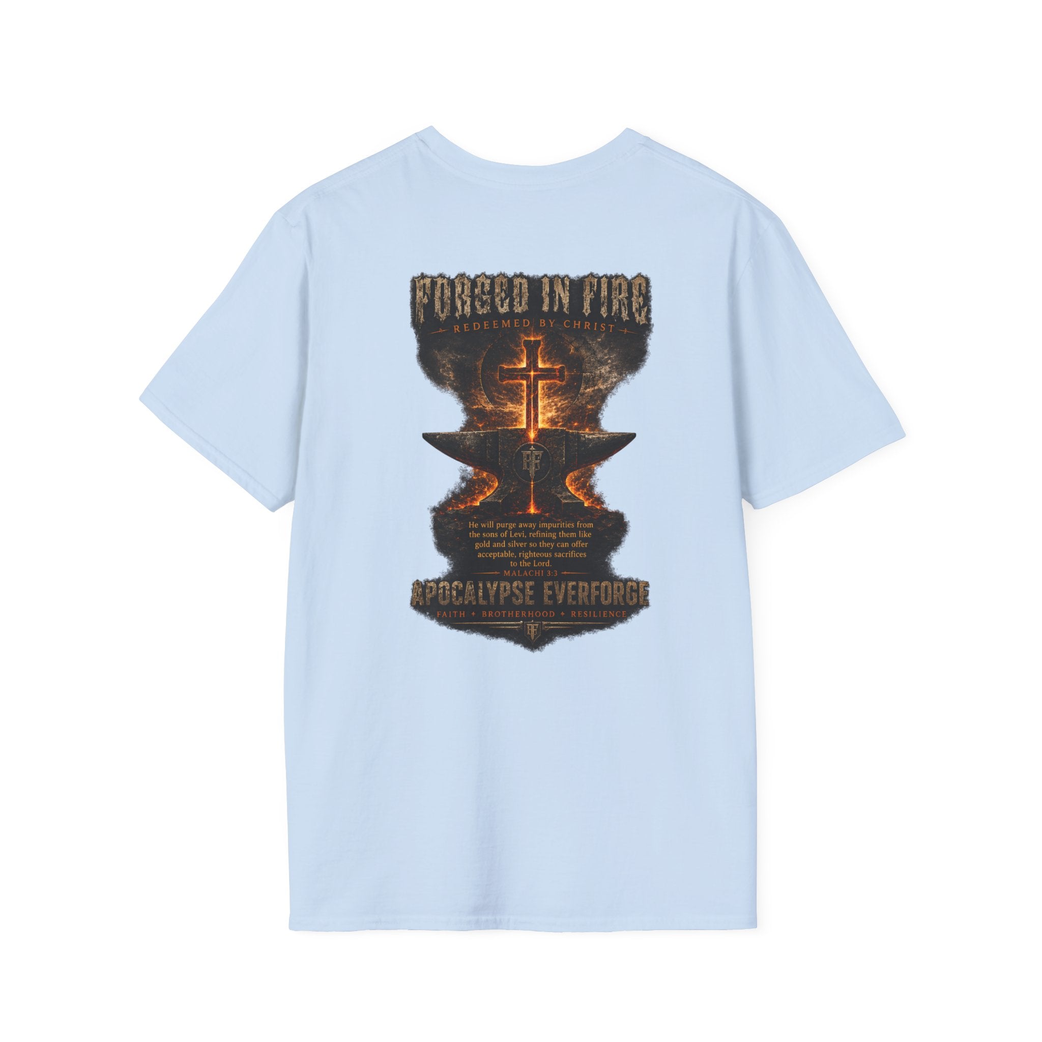 Forged in Fire Anvil Cross T-Shirt — "Forged in Fire" Christian Brotherhood Tee