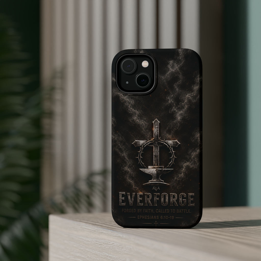 Everforge Faith-Based Magnetic Impact-Resistant Phone Case — "Forged by Faith, Called to Battle" (Ephesians 6:10-19)