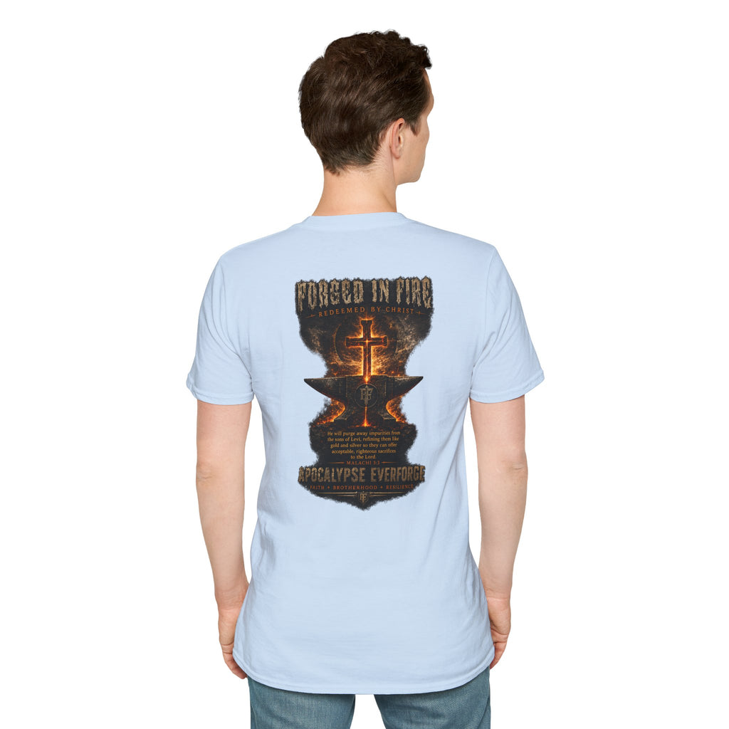 Forged in Fire Anvil Cross T-Shirt — "Forged in Fire" Christian Brotherhood Tee