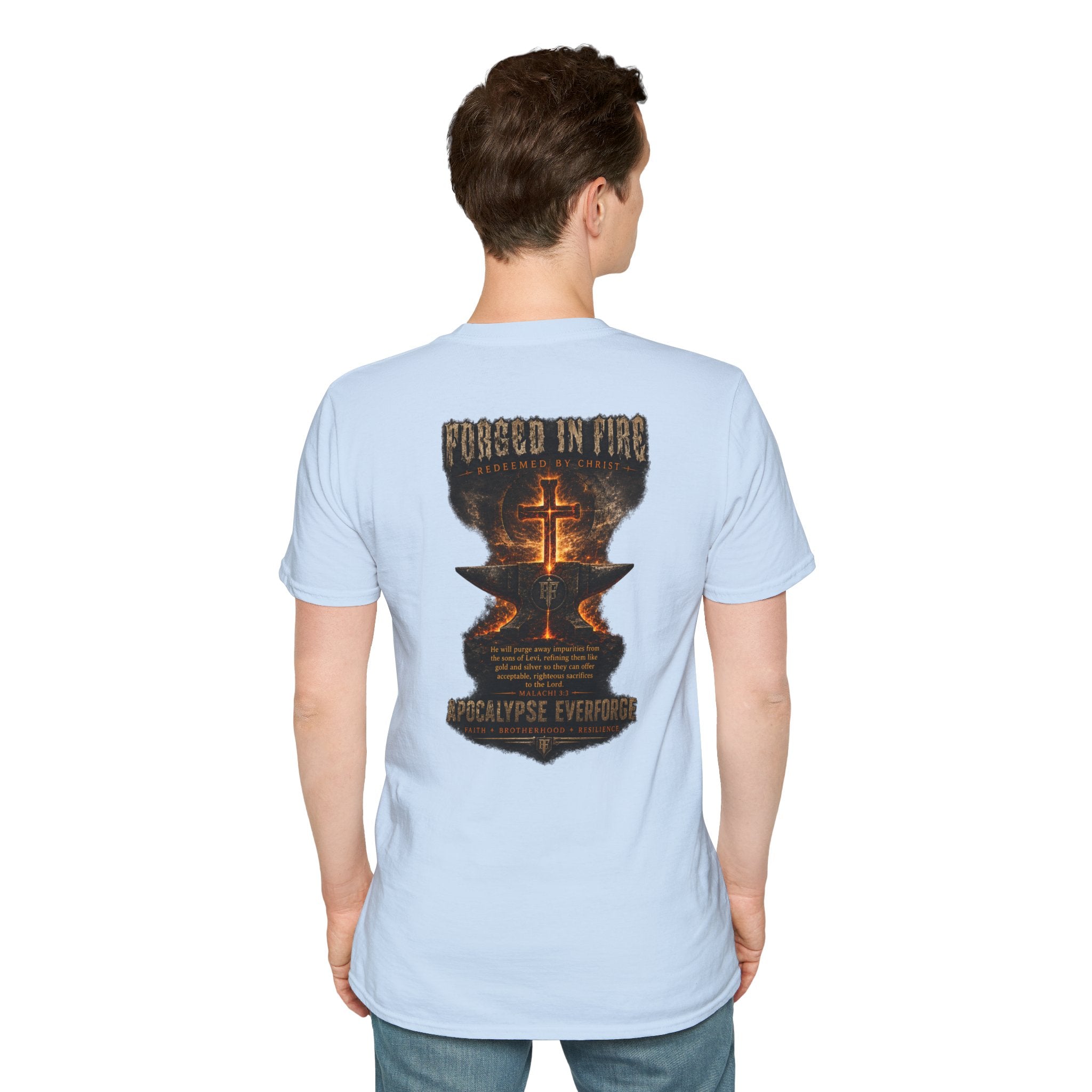 Forged in Fire Anvil Cross T-Shirt — "Forged in Fire" Christian Brotherhood Tee