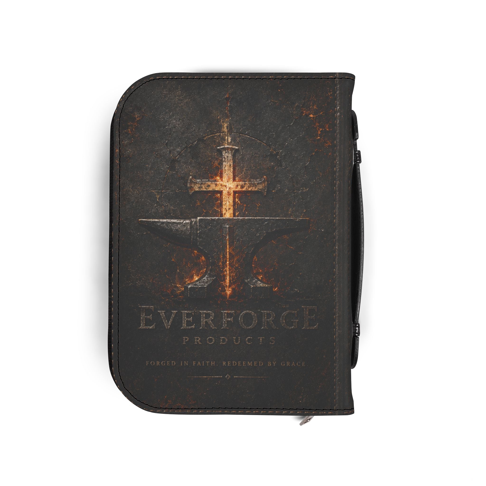 Bible Cover - Holy Bible Leather Zippered Cover with Cross Design (Christian Gift)