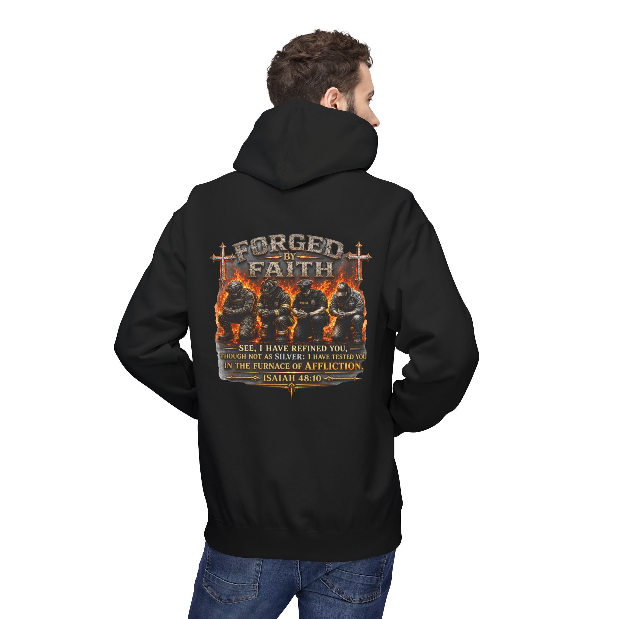 Forged by Faith Isaiah 48:10 Hoodie — Christian Faith Pullover
