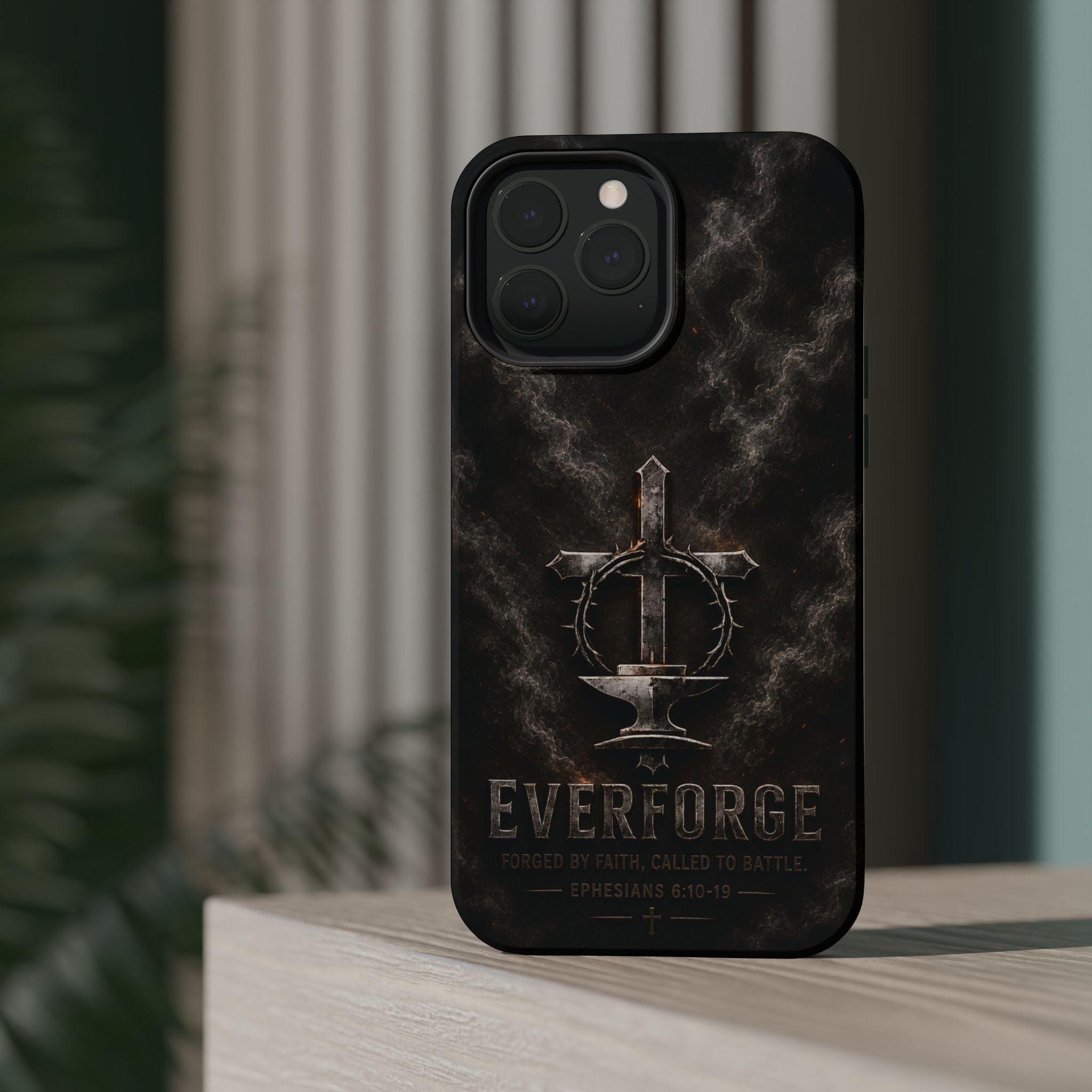 Everforge Faith-Based Magnetic Impact-Resistant Phone Case — "Forged by Faith, Called to Battle" (Ephesians 6:10-19)