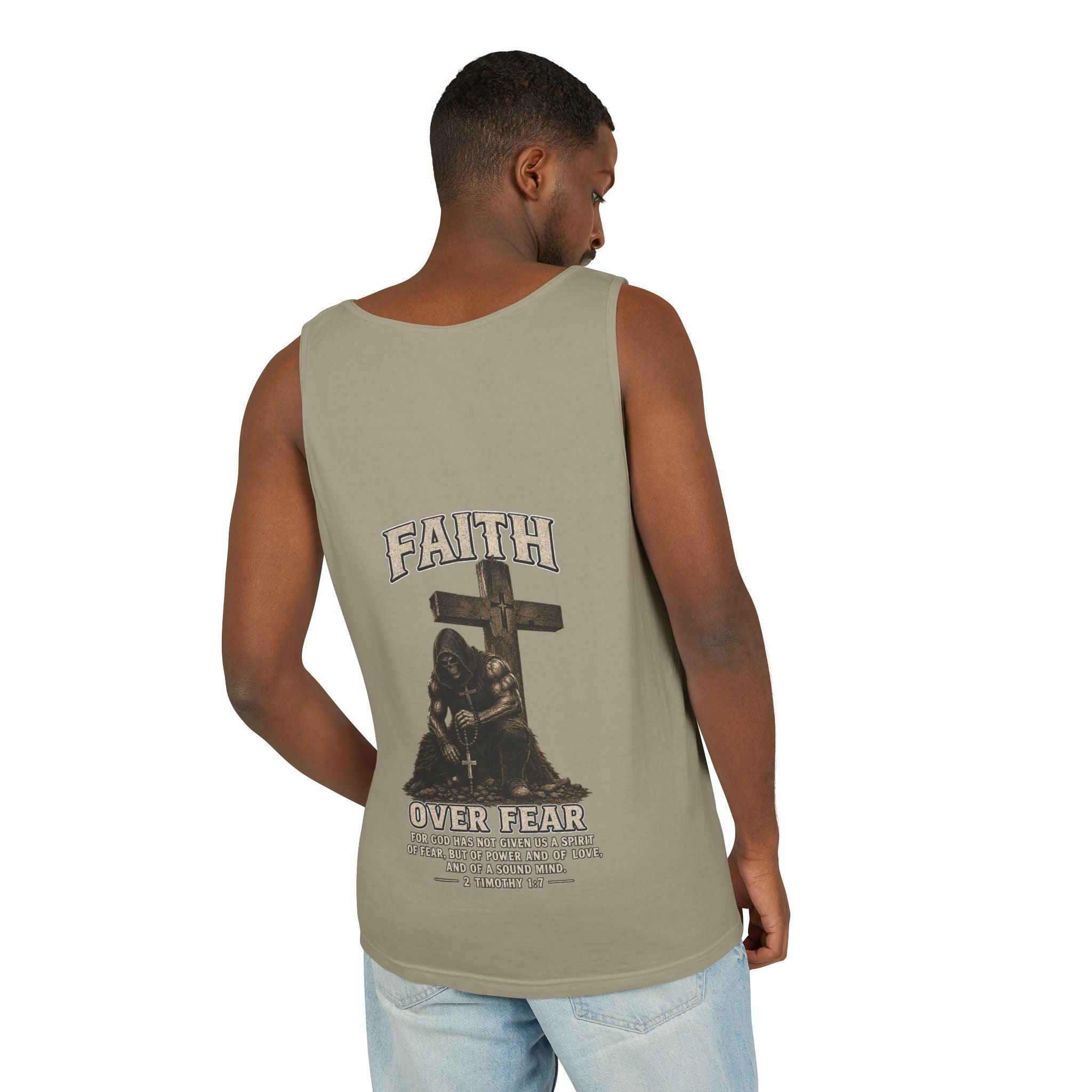 Faith Over Fear Tank Top — Christian Cross Prayer Graphic Tank