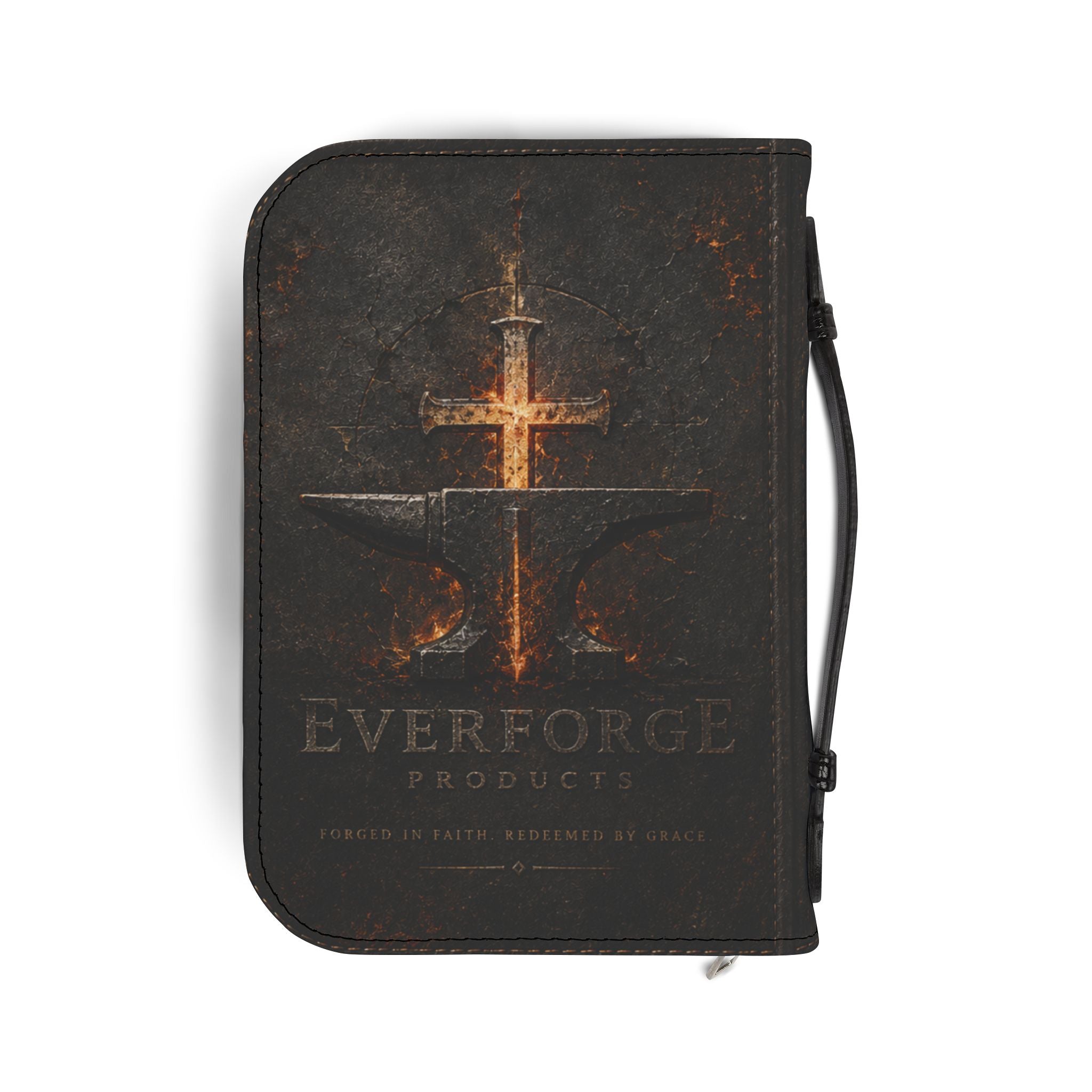Bible Cover - Holy Bible Leather Zippered Cover with Cross Design (Christian Gift)