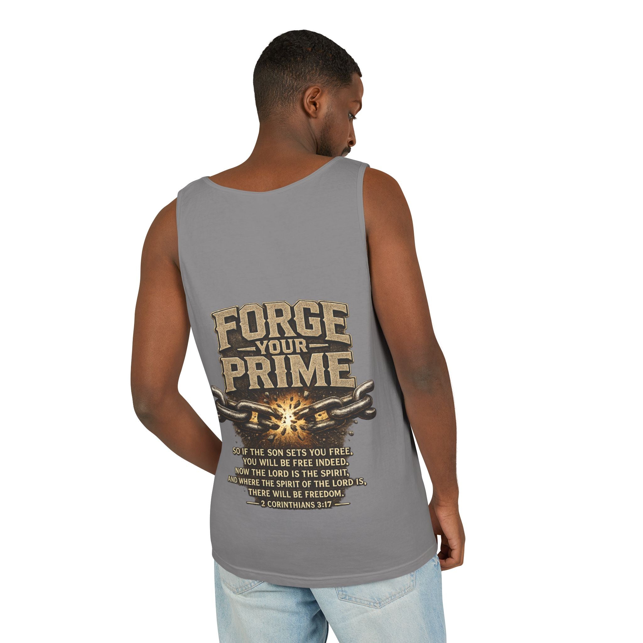 Forge Your Prime 2 Corinthians 3:17 Tank Top - Christian Faith Fitness Tank